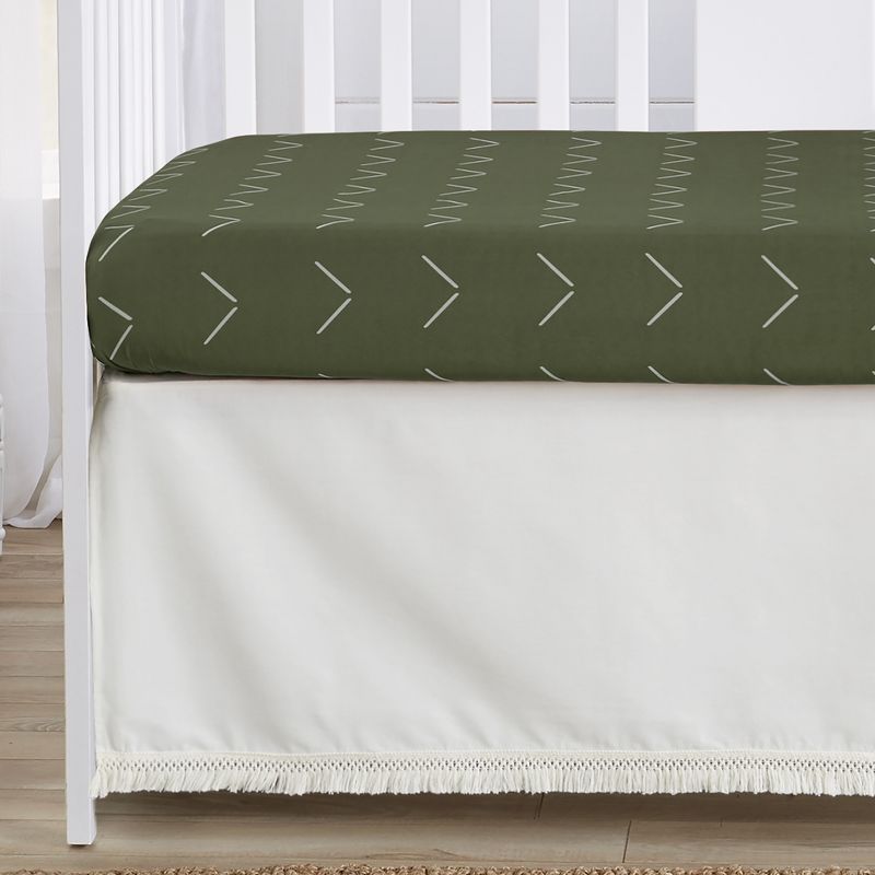 Sweet Jojo Designs Gender Neutral Unisex Baby Crib Bedding Set - Diamond Tuft Hunter Green Ivory Off White 4pc, 6 of 8