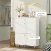 KTMBDW Fluted Shoe Cabinet Storage with 2 Flip Drawers and &1 Drawer, Free Standing Wooden Shoe Storage Organizer Cabinet for Entryway, Hallway - 2 of 4