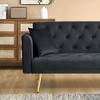 ORRD 71" Convertible Loveseat Sofa Bed, Retro Pink Velvet Adjustable Sleeper for Small Spaces, Apartment Living Room & Bedroom（Grey） - 3 of 4