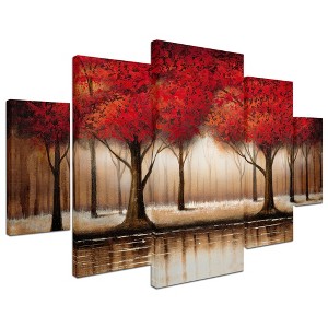 Trademark Fine Art -QVC ONLY Lavish Home Rio 'Parade of Red Trees' Multi Panel Art Set - 1 of 3