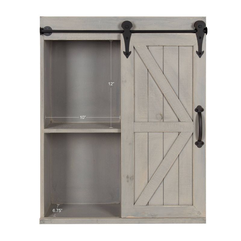 Decorative Wood Wall Storage Cabinet with Sliding Barn Door Rustic Gray - Kate &#38; Laurel All Things Decor, 4 of 11
