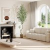 Tall Faux Olive Tree，5/6/7ft（60/72/84in） Tall Faux Olive Tree with White Planter and Green Fake Moss , 1 o r 2 Pack - 3 of 4
