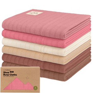 6pk Shea Baby Burp Cloths, Organic Cotton Burping Cloths for Babies, Boys, Girls, Soft & Absorbent Spit Up Rag - 1 of 4