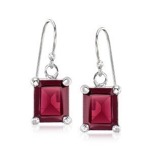 Ross-Simons 6.50 ct. t.w. Emerald-Cut Garnet Drop Earrings in Sterling Silver - 1 of 3