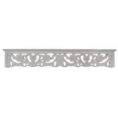 Hand Carved Medallion Floating Wall Shelf Gray - Crystal Art Gallery