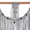 Olivia & May 44" x 20" Cotton Macrame Intricately Weaved Wall Decor with Beaded Fringe Tassels Gray : Bohemian Style Vertical Artwork - 4 of 4