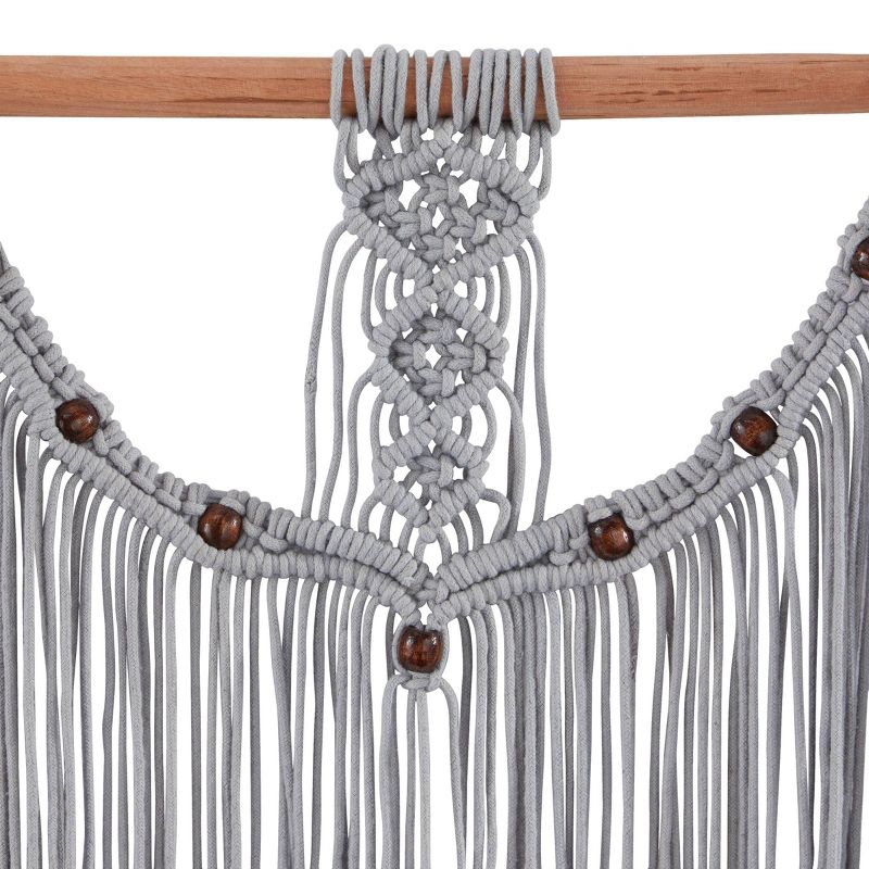 44&#34; x 20&#34; Cotton Macrame Intricately Weaved Wall Decor with Beaded Fringe Tassels Gray - Olivia &#38; May, 4 of 6