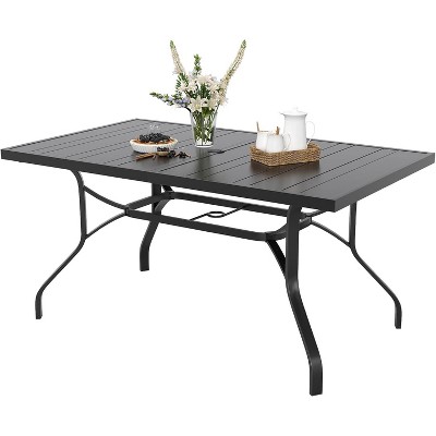 Lirago Soohow Outdoor Dining Table 60"x35" Rectangle Patio Dining Table Outdoor Metal Furniture for Patio