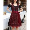 Women's 3-Piece Set Vintage Jacquard Dark Aesthetic Dress with Puffed Sleeve Blouse Gothic Retro Outfits for Gothic Gatherings - 3 of 4