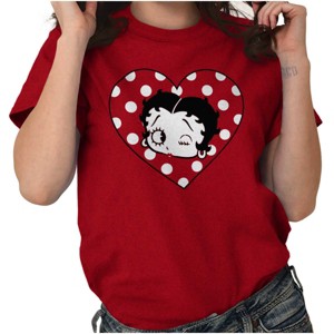 Women's Betty Boop Wink and a Kiss Polka Dots Graphic T Shirt Tees Brisco Brands - 1 of 4