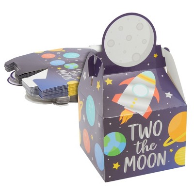 Blue Panda 36 Pack Outer Space Gable Party Treat Boxes for Themed 2nd Birthday Decorations, 4 x 7 In