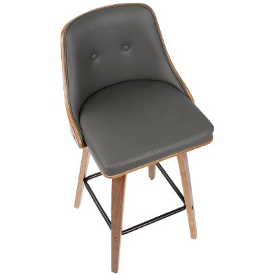 Gianna Gray and Walnut Swivel Counter Stools Set of 2