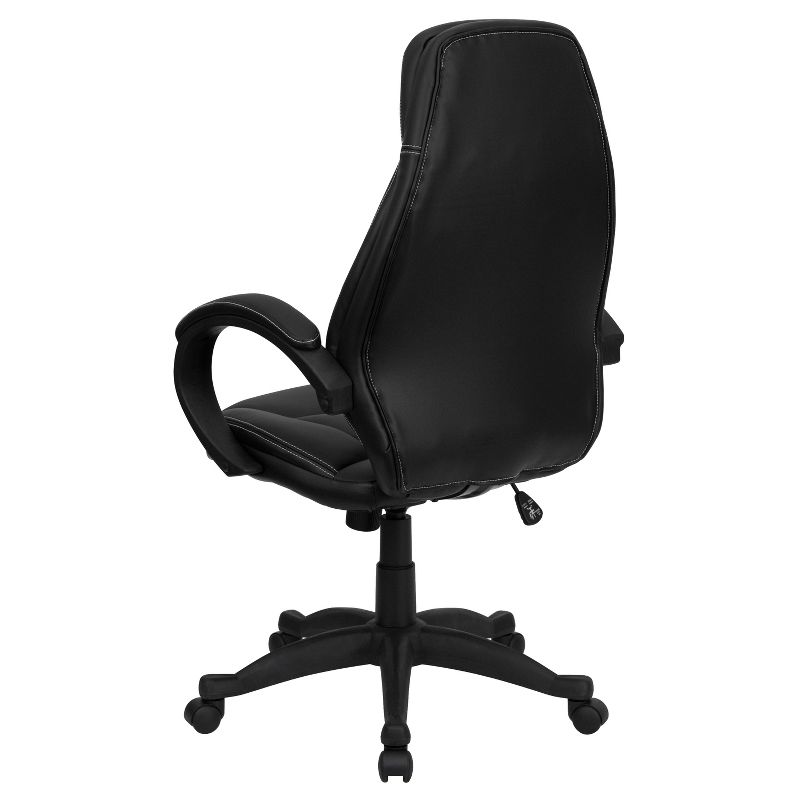 Emma and Oliver High Back Black LeatherSoft Curved Back Swivel Ergonomic Office Chair-Loop Arms, 2 of 5