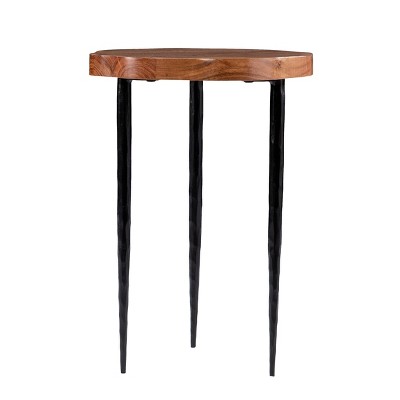 Gorsey Round Accent Table Brown/Black - Aiden Lane