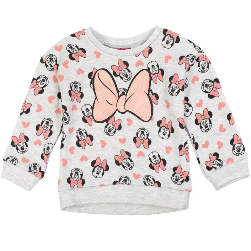 Disney Minnie Mouse Baby Girls Pullover Fleece Sweatshirt and Leggings Outfit Set Toddler, 3 of 8