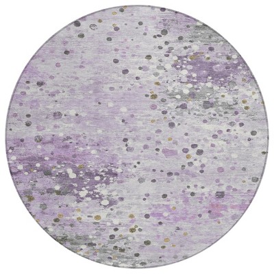 Lavender And Ivory Abstract Washable Indoor Outdoor Area Rug