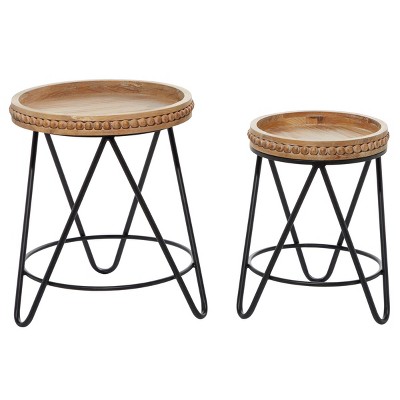 Set of 2 Modern Metal Accent Tables Brown - Olivia & May