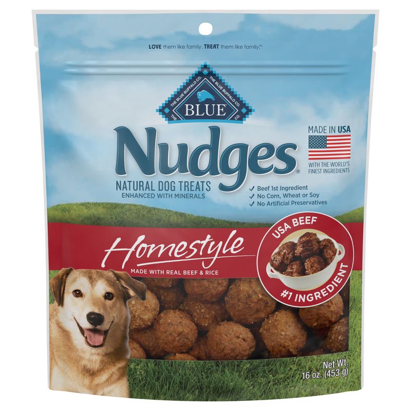 Blue Buffalo Nudges Homestyle Natural Dog Treats with Beef and Rice - 16oz, 1 of 8