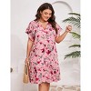 YESFASHION Women Plus Size Mini Dress Floral Casual Dress Short Sleeve Button Dress Ruffle V Neck Summer Dress - 2 of 4