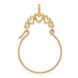 Black Bow Jewelry 14k Yellow Gold Polished Five Heart Charm Holder Pendant - 1 of 4