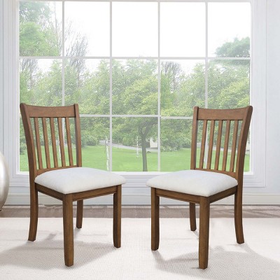 Set Of 2 Modern Fabric Upholstered Armless Chairs,Wooden Chair With Slat Back And Solid Wood Frame For Living Room Dining Room-Coolbibila