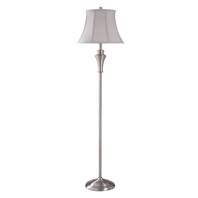 2 Table Lamps and 1 Floor Lamp Brushed Nickel with Taupe Fabric Shades - StyleCraft, 5 of 21