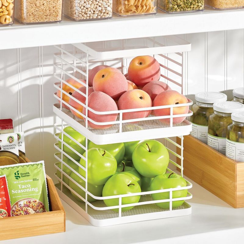 mDesign Stackable Food Organizer Storage Basket, Open Front, 3 of 8