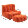 Velvet Bean Bag Chair with Ottoman and Foam Padding, Soft Lazy Sofa for Adults and Kids, Lightweight and Compressed-Baofuwish - 4 of 4