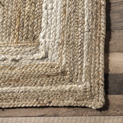 Coastal Cottage Off-White Braided Jute 5' x 8' Area Rug