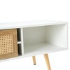Sapphtopaz Modern Rattan Coffee Table with Sliding Door Storage, Solid Wood Legs, Storage Living Room Tables, Center Table for Living Room - 3 of 4
