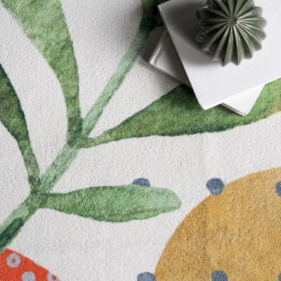 Amelia Tropical Green 4' x 6' Machine Washable Synthetic Rug