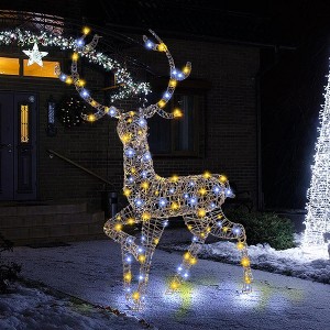 Costway 4.6 FT Pre-Lit Christmas Reindeer with 170 Bright LED Lights Zip Ties Ground Stakes - 1 of 4