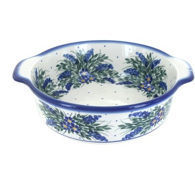 Blue Rose Polish Pottery Hyacinth Round Baker