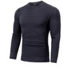 Men's Knitted Sweater Ribbed Slim Fit Sweatshirt Solid Stripe Long Sleeves Crew Neck Ribbing Top - 2 of 4