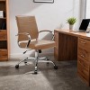 LeisureMod Benmar Mid-Back Office Chair, Leather Upholstery with Swivel, Tilt, and Chrome Base, Modern Desk Seating for Home Office or Conference Room - 2 of 4