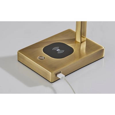Aidan Bronze 16" LED Desk Lamp with Wireless Charging and Touch Control