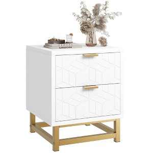 Whizmax 2 Drawer Dresser for Bedroom, Wood Dresser＆Chest of Drawers, Modern Dressers with Gold Metal Handles for Living Room, Hallway, Entryway - 1 of 4