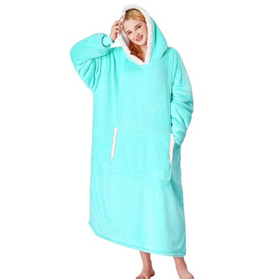 Inhand Gray Fuzzy Wearable Hoodie Blanket - Oversized Cozy Polyester Sweatshirt for Women, One Size Fits All - The Perfect Warm Gift