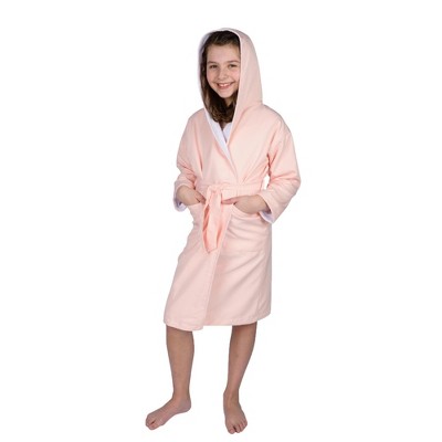 ComfyDown Kids Luxury Pink Hooded Bathrobe for Girls- Soft, Plush - Made in USA Small - 4-5 Years