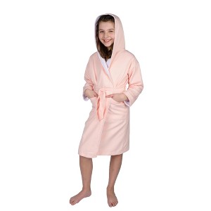 ComfyDown Kids Luxury Pink Hooded Bathrobe for Girls- Soft, Plush - Made in USA Medium - 4-6 Years - 1 of 1