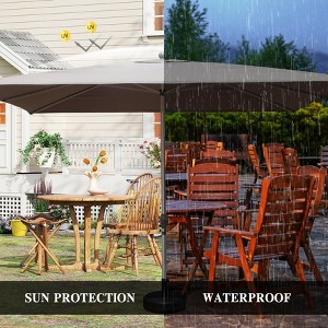 Vynxaria Rectangle Patio Umbrella - Navy Blue, Durable, UV-Resistant with Crank Lift - 1 of 4