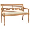 vidaXL Bench Teak, Cream Solid Teak Wood, 100% Polyester Standard 2-seater - 2 of 4