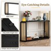 Gulches Console Table with Unique Irregular Top Design Entryway Table with Open Shelf Rattan Sofa Table for Living Room Hallway and Entrance(Black) - 4 of 4