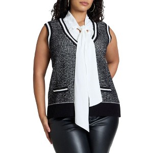 ELOQUII Women's Plus Size Twofer Sweater Vest - 1 of 4