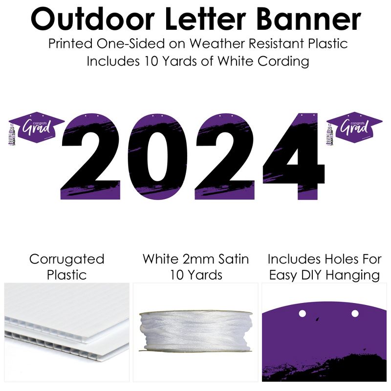 Big Dot of Happiness Purple Grad - Best is Yet to Come - Large Purple Graduation Party Decorations - 2024 - Outdoor Letter Banner, 5 of 9