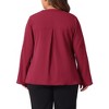 Agnes Orinda Women's Plus Size Chiffon Pleated Back V Neck Long Sleeve Rolled Up Dressy Casual Blouses - 4 of 4