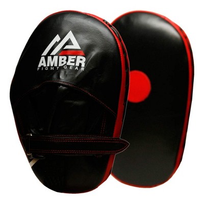 Amber Fight Gear Leather Focus Mitts – Shock-Absorbing, Lightweight, Adjustable for MMA, Muay Thai, Kickboxing Training.