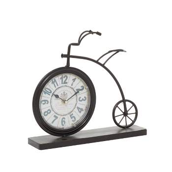 12"x13" Metal Bike Clocks Brown - Olivia & May