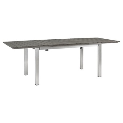 Shore Rectangle Outdoor Patio Wood Dining Table - Silver Gray - Modway