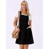 INSPIRE CHIC Women's A Line Adjustable Straps Front Pockets Suspender Pinafore Midi Dresses - 4 of 4